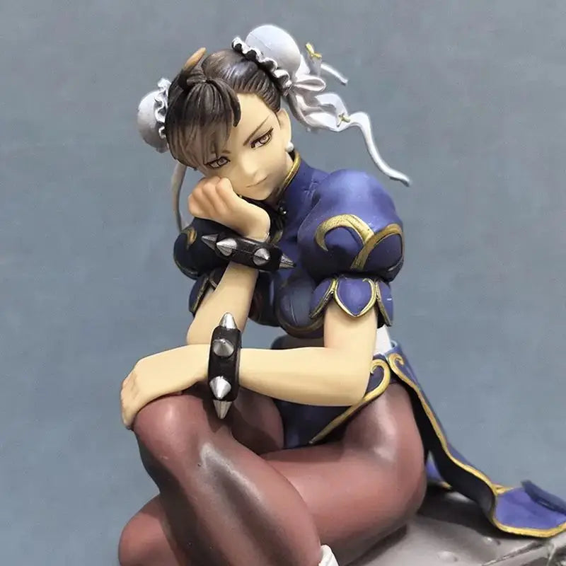 Street Fighter Chun Li Anime Figure Sitting Posture Pvc Models Collectible Statue Desk Ornament  Gifts