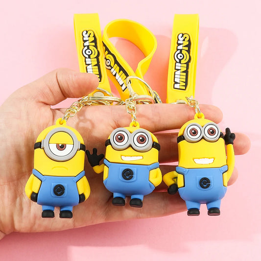 Minions Cartoon Keychain Bob Stuart Kevin Doll Toy Pendant Ornament Keyring Gift AU