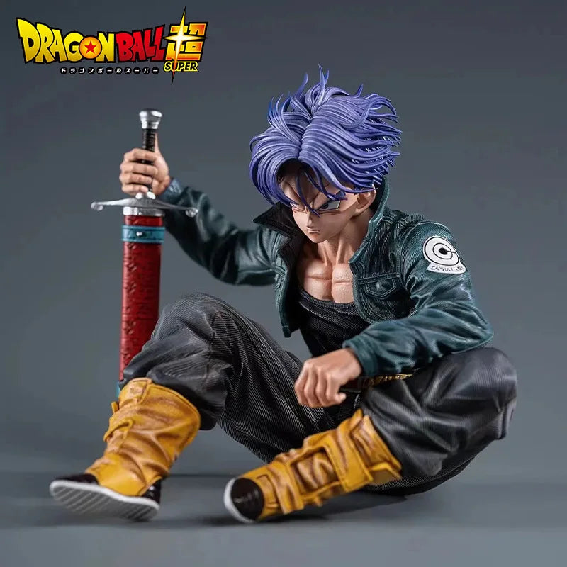 10cm Dragon Ball Trunks Action Figure Anime Super Saiyan Sitting Position T PVC Model