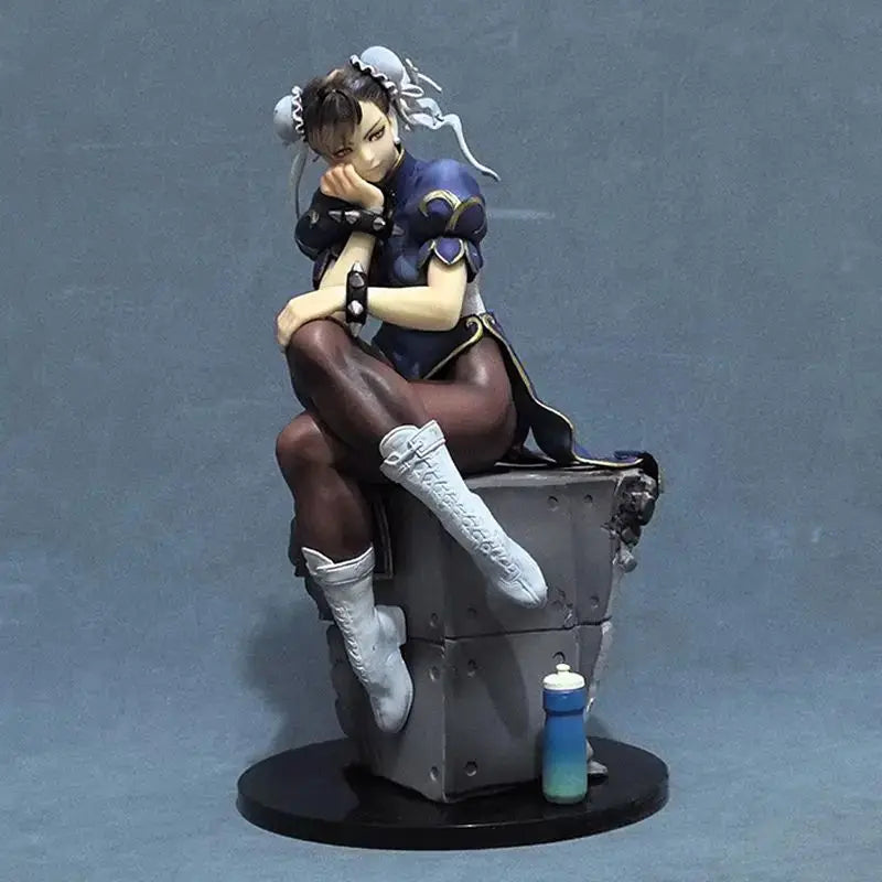 Street Fighter Chun Li Anime Figure Sitting Posture Pvc Models Collectible Statue Desk Ornament  Gifts