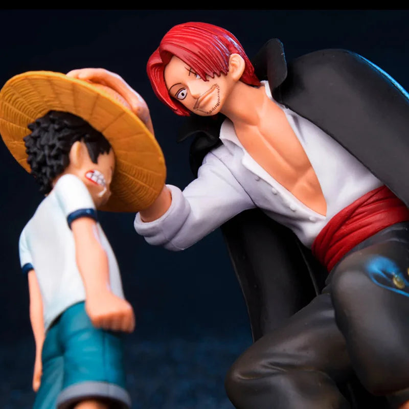 17Cm Anime Figure One Piece Luffy Four Emperors Shanks Straw Hat Luffy Action Figure AU