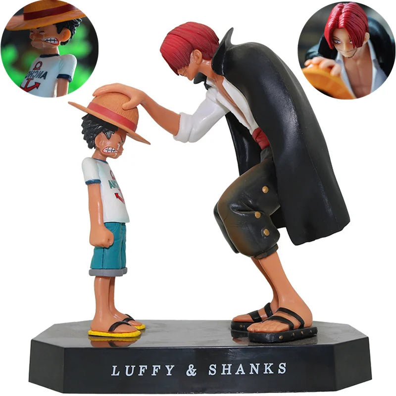 17Cm Anime Figure One Piece Luffy Four Emperors Shanks Straw Hat Luffy Action Figure AU