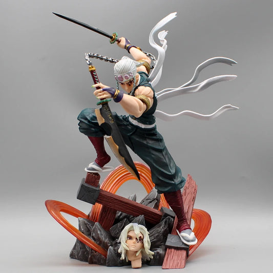 27cm Demon Slayer figures Uzui Tengen Figures 2 Heads Kimetsu No Yaiba Figurine Statue Model Toys Gift