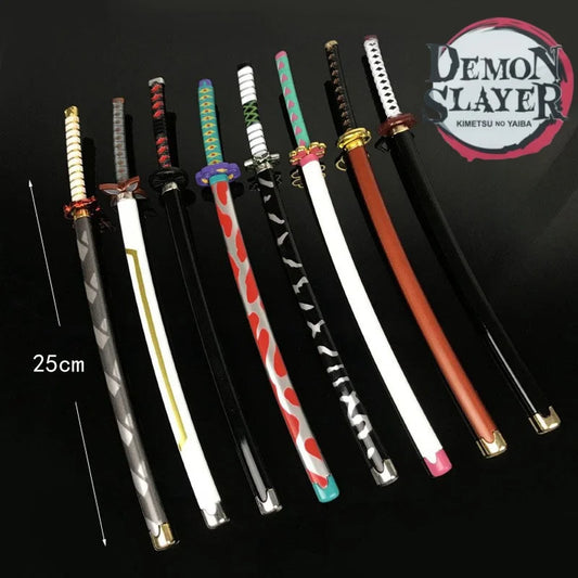 25cm Demon Slayer Katana Swords Kimetsu No Yaiba Samurai Sword Real Size Japanese Katana Anime Cosplay