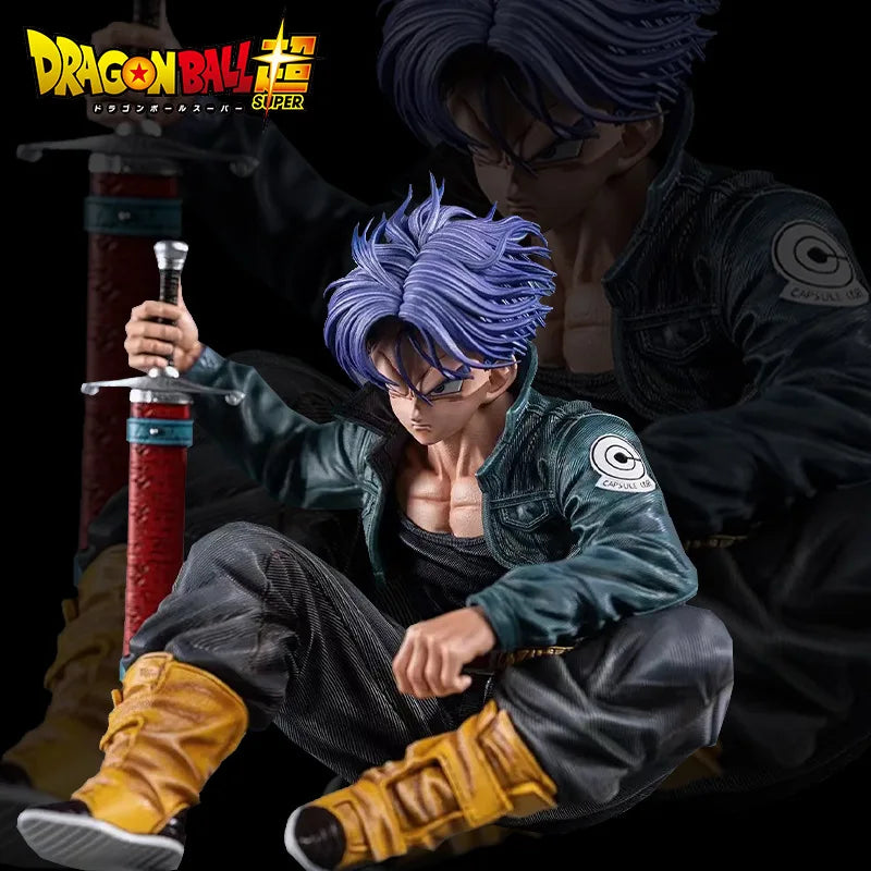 10cm Dragon Ball Trunks Action Figure Anime Super Saiyan Sitting Position T PVC Model