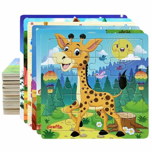 20 Piece Wooden Cartoon Jigsaw Puzzle Educational Toys For Kids AU